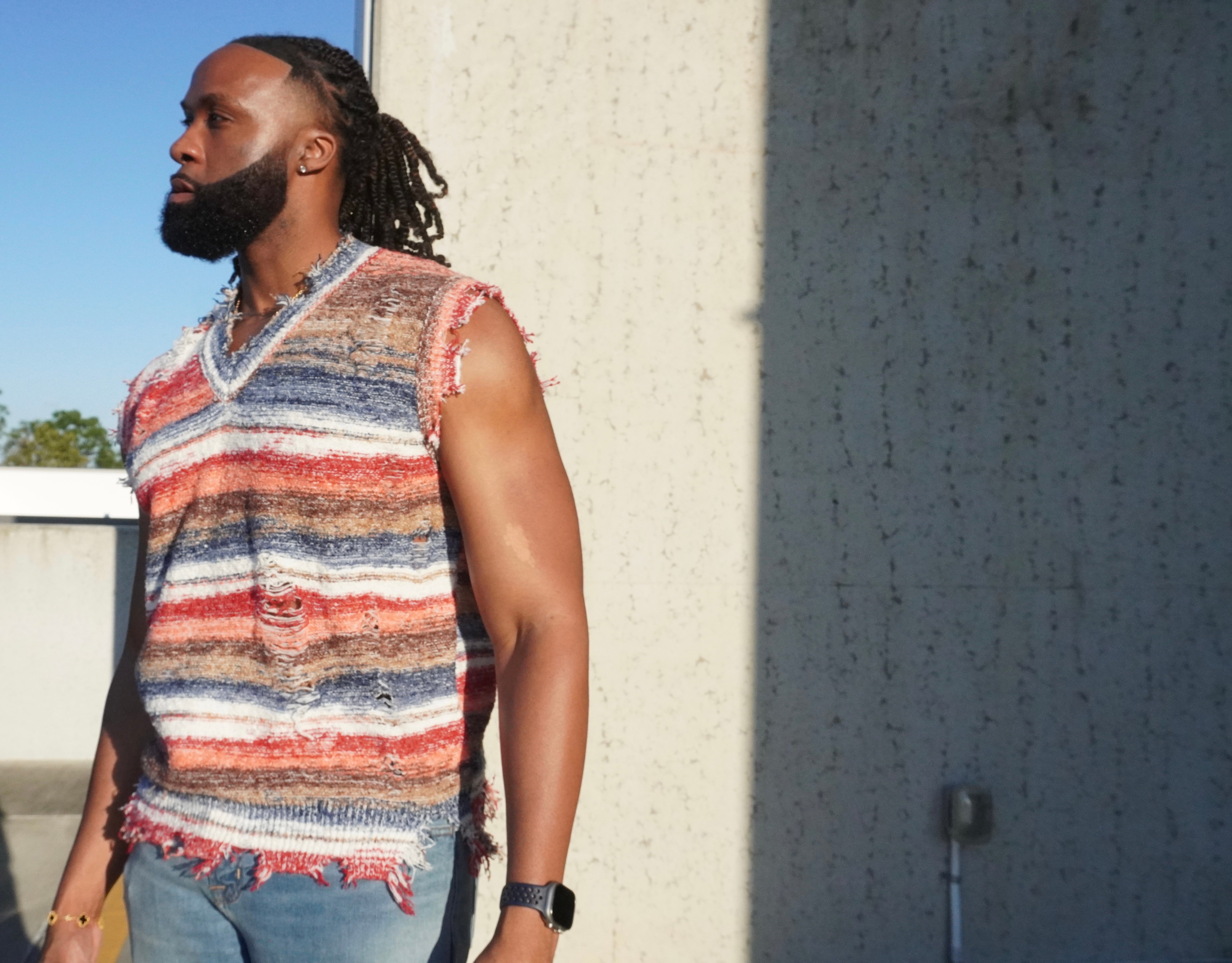 Distressed Knit Sweater Vest